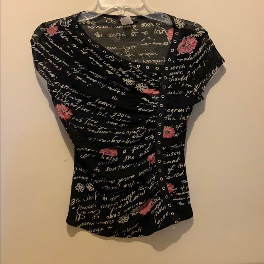 Black & pink floral top